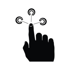 Hand touching three circles isolated on for interaction concept
