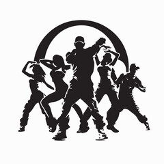 Breakdancer Teen Group Silhouette Vector Isolated on White Background
