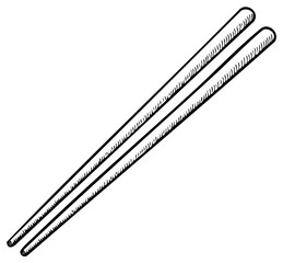 Classic Etched Chopsticks Graphic for Traditional East Asian Cuisine and Dining