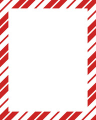 Christmas border frame. Merry Christmas Candy cane rectangle frame card elements decoration. New Year picture frame ribbon with red, white or green stripes. Vertical Christmas border frame.