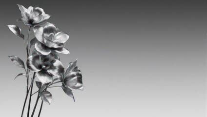 Obraz premium Elegant monochrome floral arrangement against a gradient background.