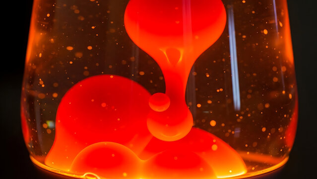 Close Up of Red Wax Blobs Floating in Lava Lamp 68482565 1