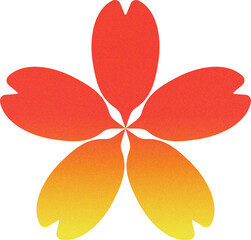 Grainy red bright gradient apricot flower separated petals