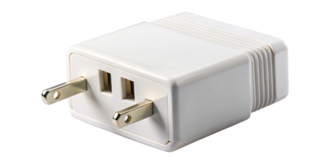 White usb wall charger adapter with two ports for devices