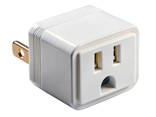 White two-prong to three-outlet electrical adapter isolated