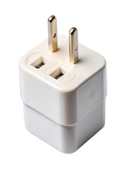 White electrical power adapter, two flat prongs, dual socket