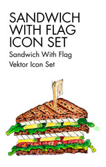 Sandwich with flag logo vector icon set