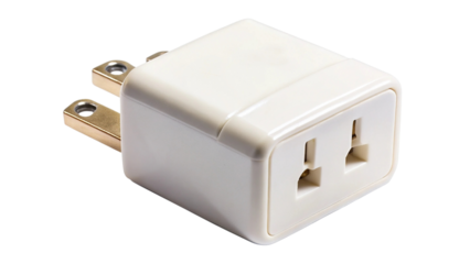 White electrical adapter converts one outlet for two devices
