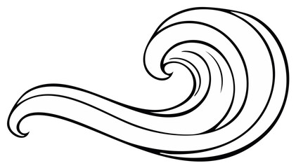 Stylized Wave Swirl Black Line Art Illustration