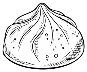 Delicious sweet meringue dessert pastry hand drawn line art illustration