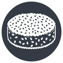 Stylized Icon of a Sushi Roll with Seeds