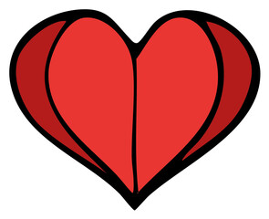 Red heart shape with black outline