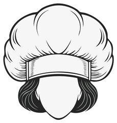 Classic Chef Hat Toque Vector Illustration with Abstract Human Profile for Culinary Arts
