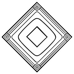 Geometric Diamond Art Deco Illustration. Black and white decorative design element.