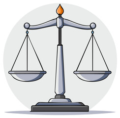 Traditional balance scale illustration in perfect equilibrium symbolizing legal justice fairness and precise measurement