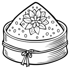 Decorative hand-drawn vector illustration of a floral box with a bow