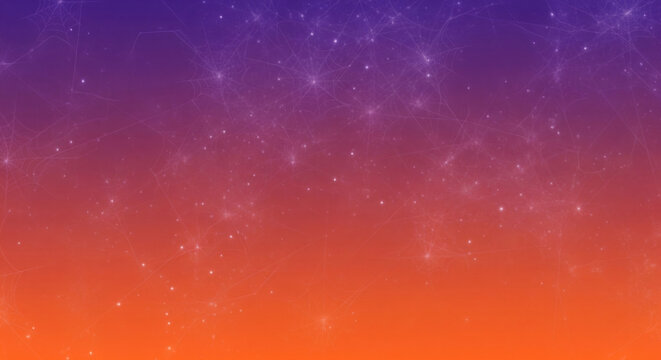 Purple and orange gradient sky background with soft bokeh lights for holiday cards