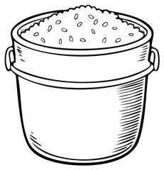 Illustration of a pot with grains in monochrome