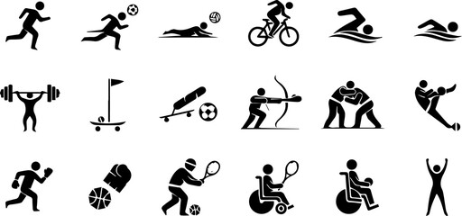 Collection of various sport icons representing different athletic activities diverse range of sports and physical pursuits