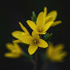 Vibrant close-up macro view of yellow spring blooming flowers highlighting the bright, cheerful, optimistic color palette associated with new beginnings ,yellow ,fresh ,sunny