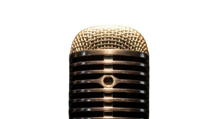 Close up of a vintage retro style microphone isolated on white background