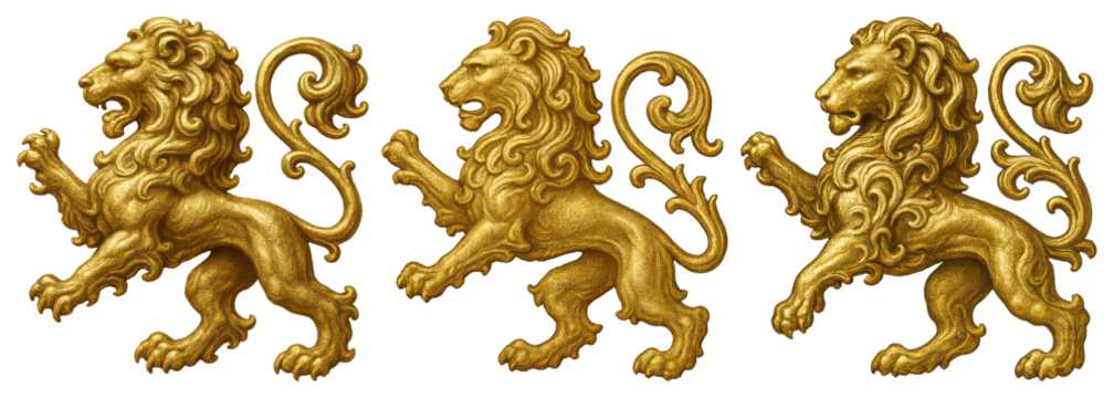 Golden heraldic lions illustration