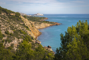 Stunning coastal view from the hills of Peniscola in Spain