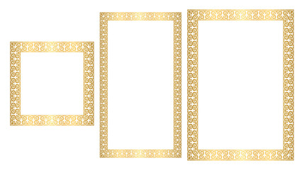Golden Kazakh ornamental frames 1x1, 9x16, A4 Set 02 копия