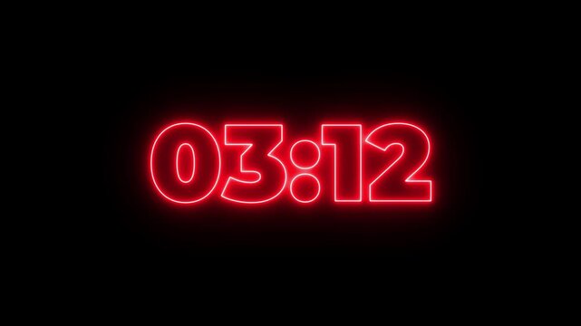 4K countdown animation, 3 minutes 30 second displays a timer counting down minutes and seconds.