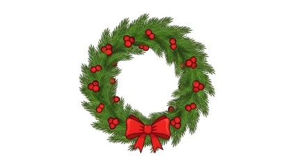 christmas wreath on white background