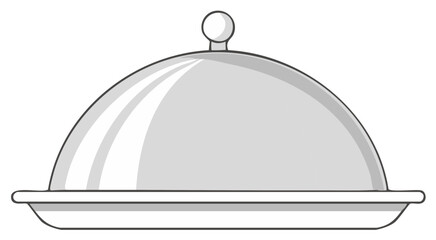 Obraz premium Domed Food Server Illustration, Silver Serving Dish with Cover