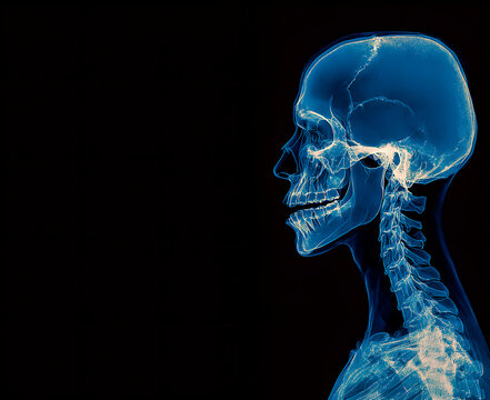 X-rays of a human body on a black background. Space for text. - Powered by Adobe