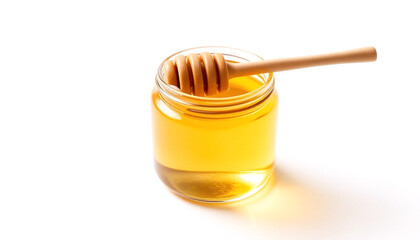 Honey Glass Jar Isolated on White