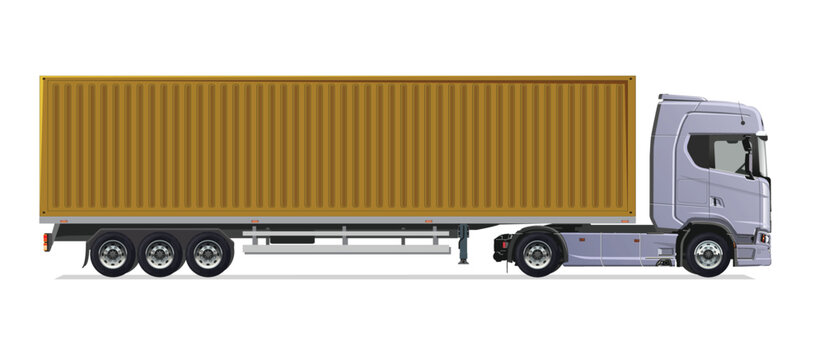 truck side view Vector white auto Cargo empty 3d grey big large blue box euro car new euro road work haul motor fast white send sending semi ship giga factory hybrid eco zero emission

