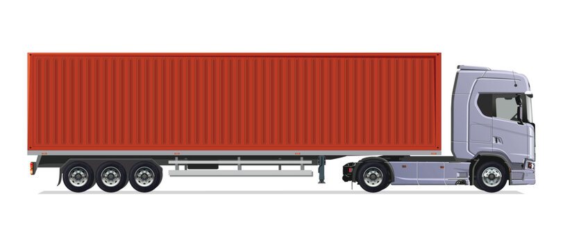 truck side view Vector white auto Cargo empty 3d grey big large blue box euro car new euro road work haul motor fast white send sending semi ship giga factory hybrid eco zero emission

