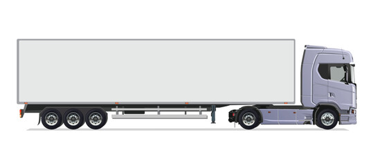 icon logo sign grey truck super auto haul diesel big large heavy long box side view blank dump power euro 3d load semi lorry work safety motor wings vector style detail view white

