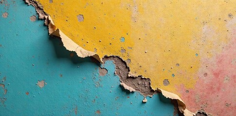 Peeling Paint Reveals Layers of Time A Close-up of Aged Wall Texture Showing Decay and Neglect