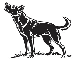 Wolf howling on grass