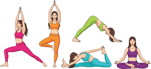 Find your inner zen with these yoga poses for flexibility and balance, empowering wellness and fitness journey with mindful movement and colorful style