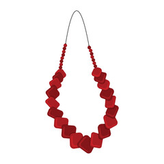 Red jewellery necklace in flat style on white background