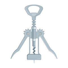 Corkscrew Wine Opener in flat style on white background
