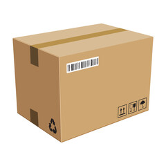 Realistic package box in 3D style on white background