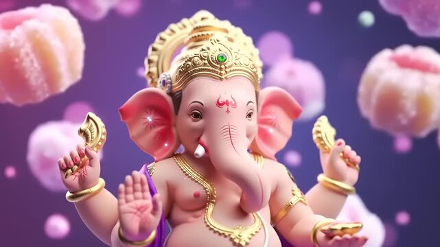 3D Render of Hindu God Ganesha.