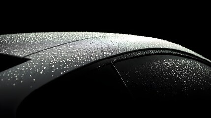 Car with a wet paint job. The car is black and the paint job is silver. The car is parked on a dark street