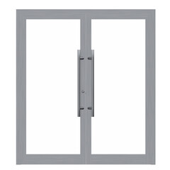 3D rendering illustration of a double glass door with pull handles