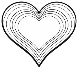 Stylized heart with concentric lines vector illustration for love and romance
