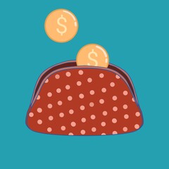 wallet with money coin icon