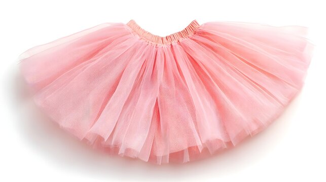 Pink tutu skirt with a pink waistband. The skirt is made of a soft, fluffy material and is sitting on a white background