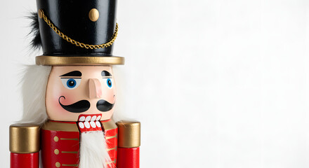 Festive nutcracker soldier ready to spread holiday cheer, a classic Christmas decoration bringing joy and tradition to your seasonal projects with its charming details and vibrant colors
