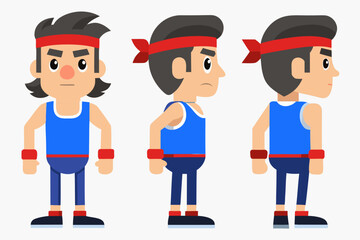 Man character front and side view